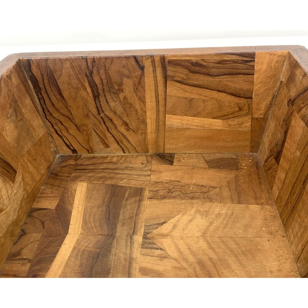 Handmade Segmented Wood Bowl Square 9" Vintage MCM - Picture 5 of 11